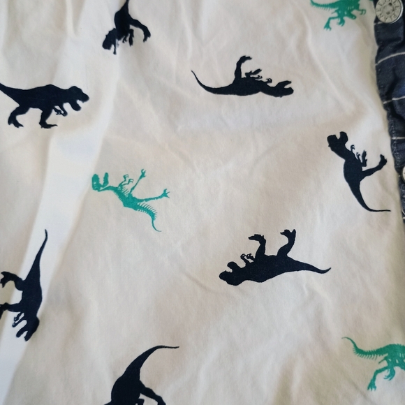 Dinosaur Print Kids Shirt - White and Blue - Picture 3 of 4